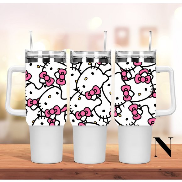 Sanrio Hello Kitty Tumbler 40 oz tumbler with hand carry handle and straw - Picture 8 of 17